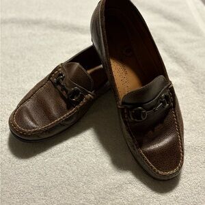 Martin Dingman Dark Brown WATER BUFFALO Leather Loafers driving Mocs EUC US 9.5